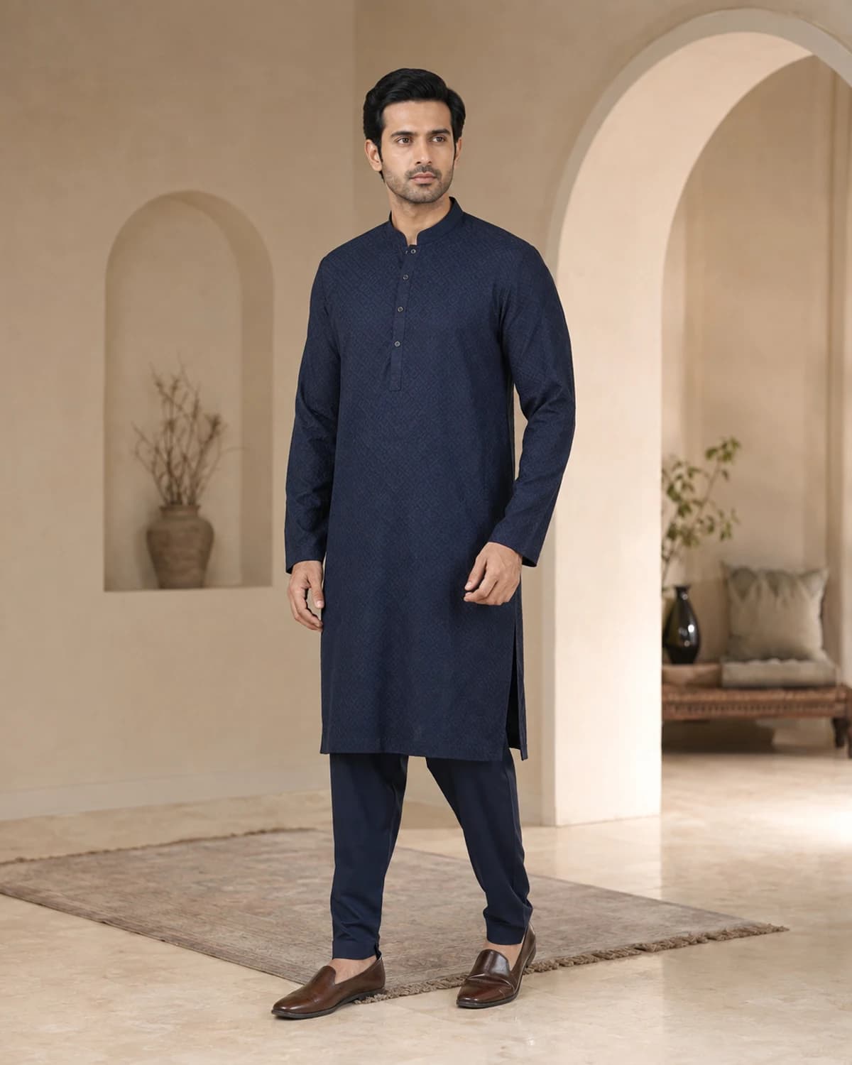 Sameer Midnight Navy Jacquard