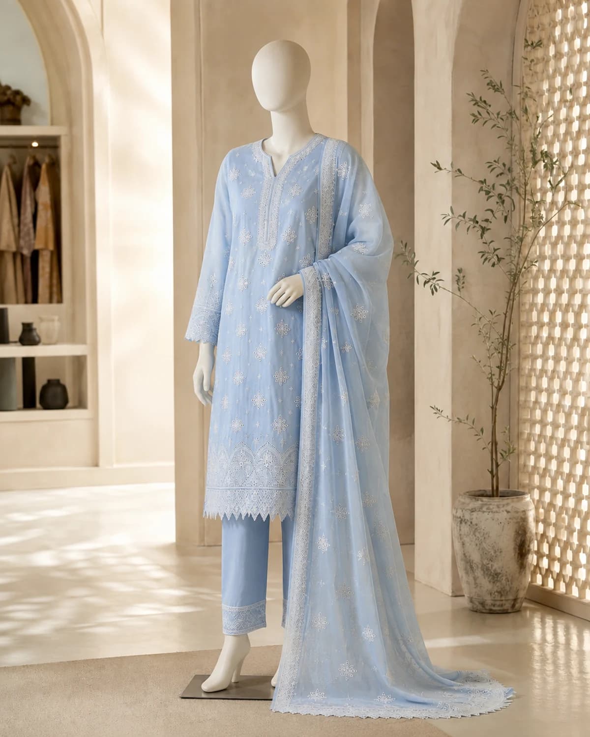 Alizeh Sky Chikankari Lawn Suit
