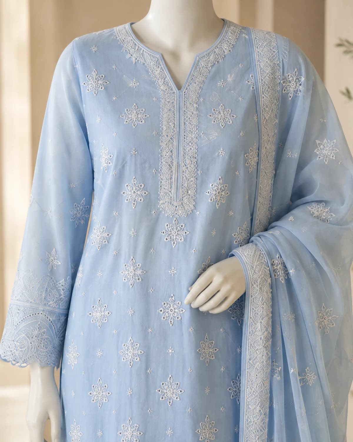Alizeh Sky Chikankari Lawn Suit