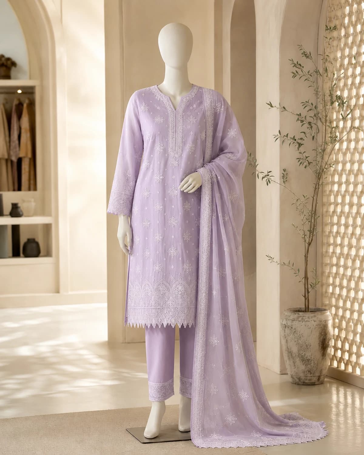 Alizeh Sky Chikankari Lawn Suit