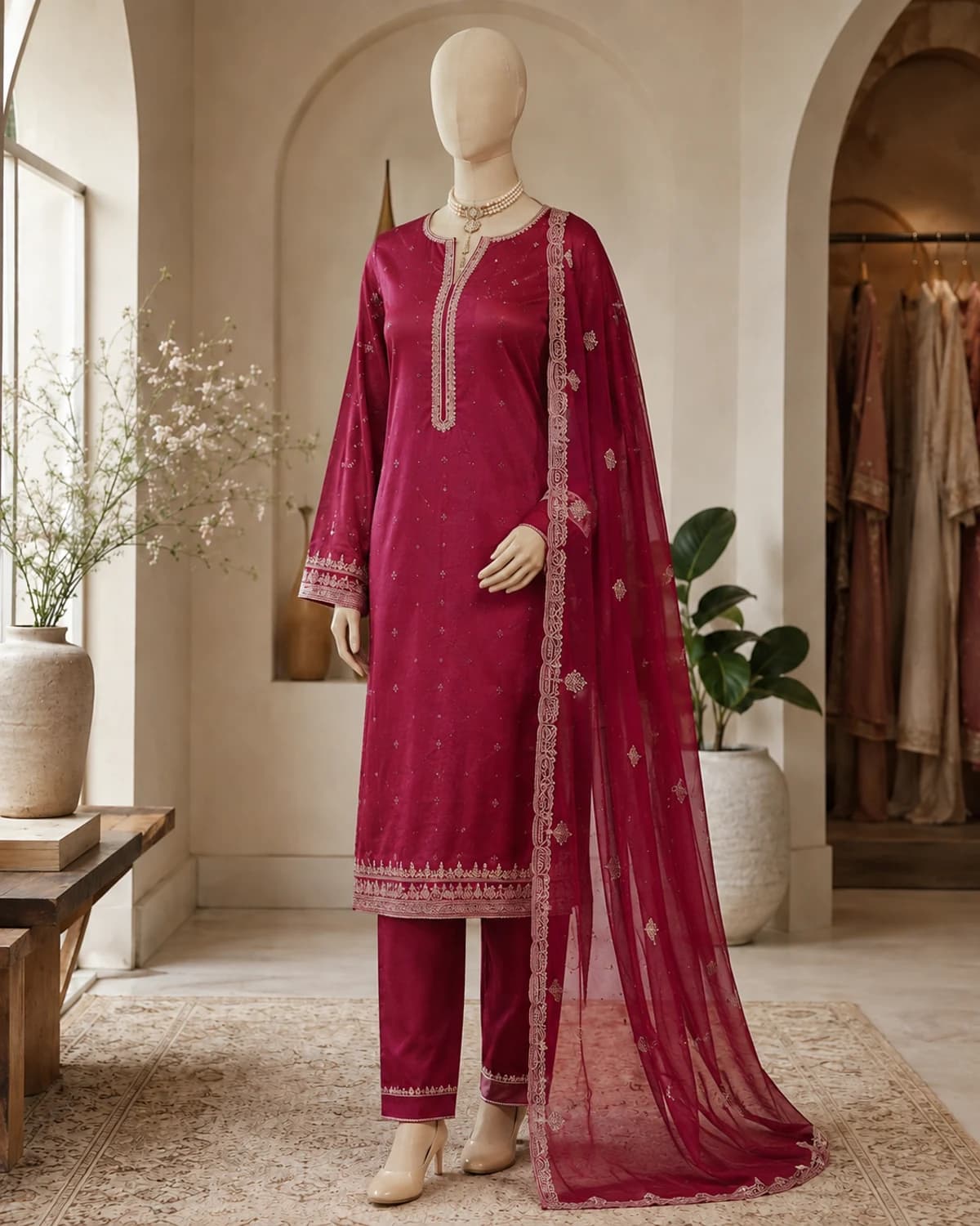 Meher Ruby Dobby Lawn Suit