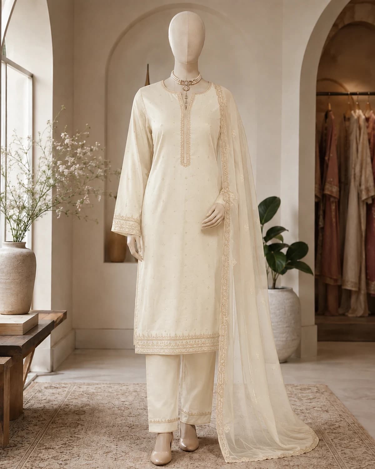 Meher Ruby Dobby Lawn Suit