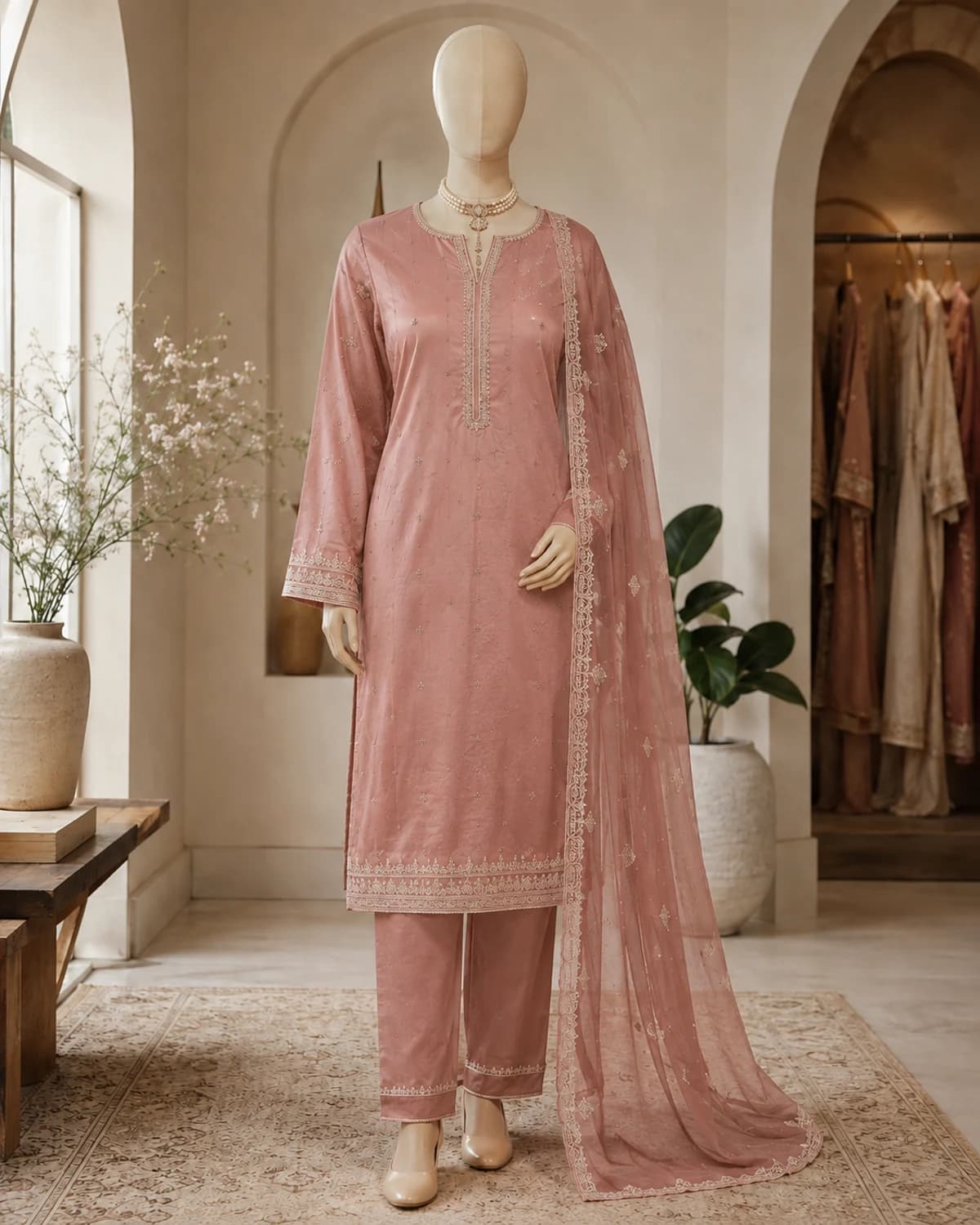 Meher Ruby Dobby Lawn Suit