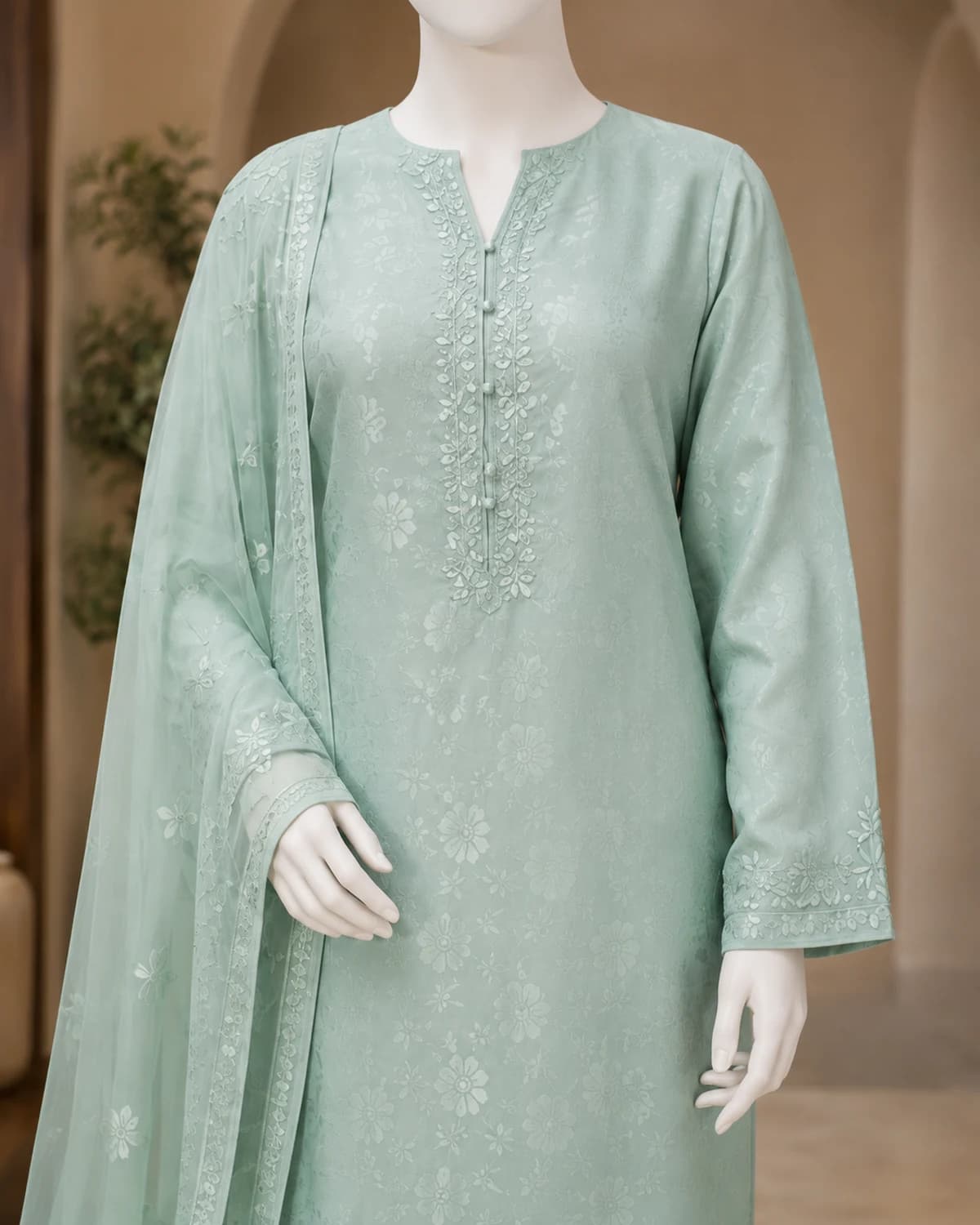 Noor Seafoam Jacquard Suit