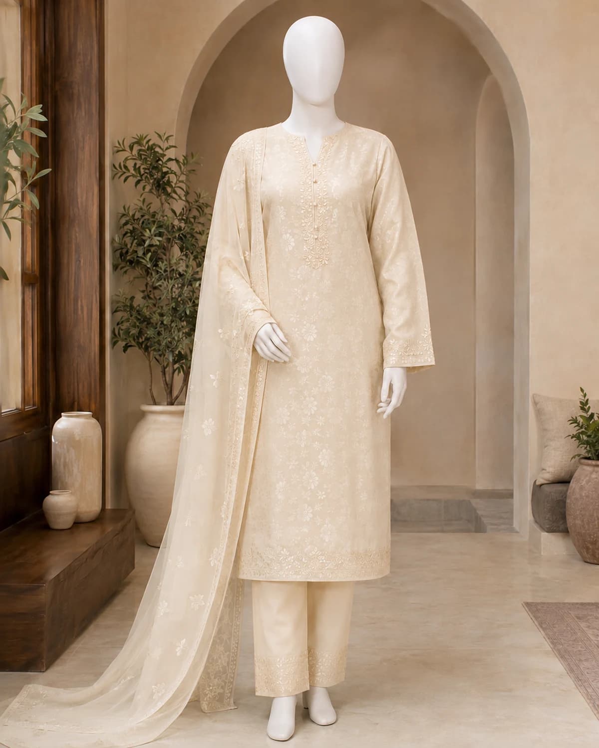 Noor Seafoam Jacquard Suit